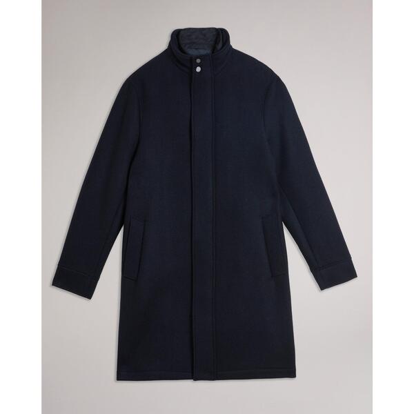テッドベーカー メンズ アウター 上衣・上衣 照明ランプのど首 厚地の外套 Ted Baker Men\u0027s Funnel Neck Overcoat Navy 米国海軍