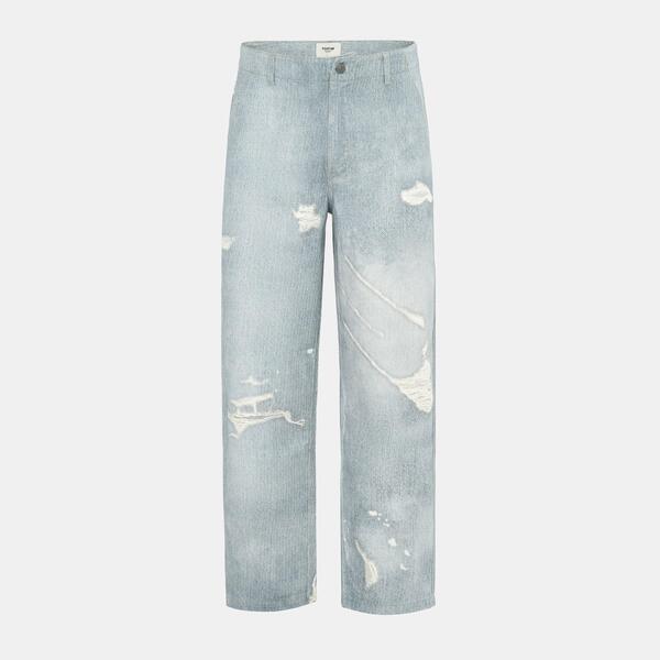 ファイヤートラップ メンズ ボトムス ジーンズズボン下 刷り上げる デニム Firetraprint Jeans Mens Blue Distressed 青碧