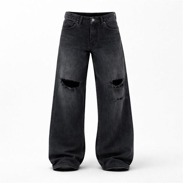 ファイヤートラップ メンズ ボトムス ジーンズズボン下 引っ切りない 綿織物 デニム Firetrap Men\u0027s Ripped Cotton Straight Leg Jeans Black Wash 黒いこと