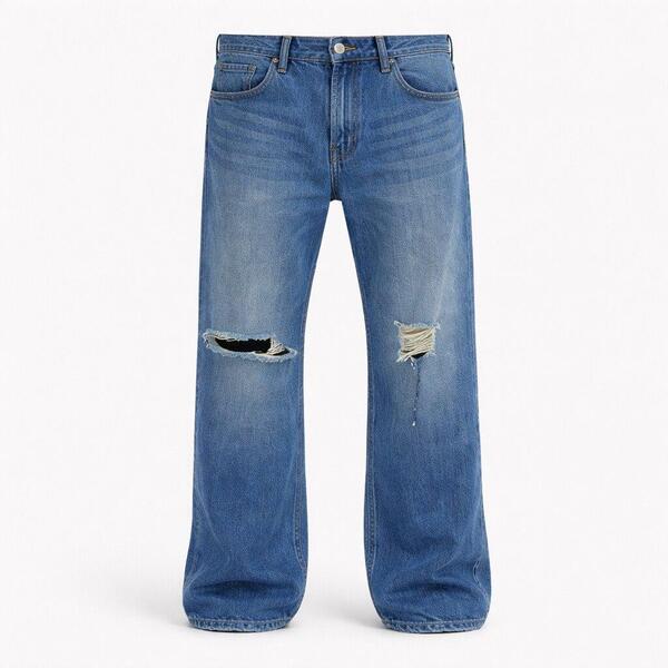 ファイヤートラップ メンズ ボトムス ジーンズズボン下 引っ切りない デニム Firetrap Men\u0027s Rip Jean Straight Leg Jeans Med Blue Wash 青碧