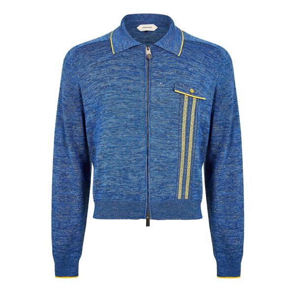 ヴェルサーチ メンズ アウター ニット・セーター Versace Men's Full Zip Knitted Top Sky|ReVida 店