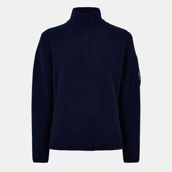 シーピーカンパニー メンズ アウター 編み物・プルオーバー ハーフジップ CP Company Men\u0027s Zipped Lens Quarter Zip Knitted Top Ttl Eclipse 888