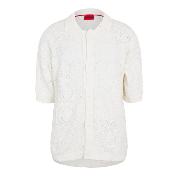 フューゴ メンズ アウター 編み物・スウェーター ジレー Hugo Men\u0027sammp Cardigan Open White 白いこと