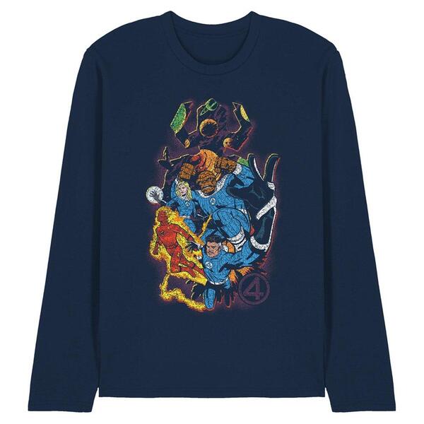 マーベル メンズ トップス ティーシャツ Marvel Fantastic Four Cosmic Heroes \u0026 Villains Long Sleev Navy 米国海軍