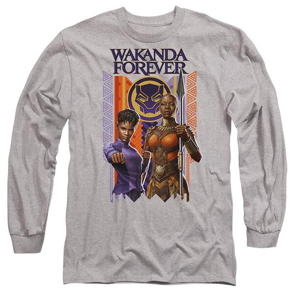 マーベル メンズ トップス ティーシャツ Marvel Black Panther: Wakanda Forever Shuri Okoye Long Slight Grey 薄墨色
