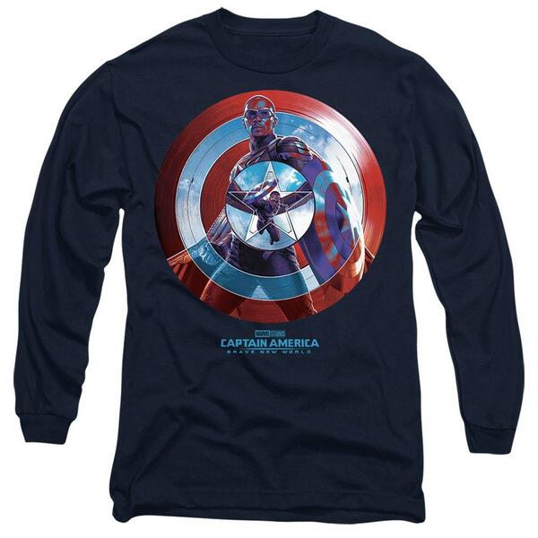 マーベル メンズ トップス ティーシャツ 旗がしら Marvel Captain America Brave Neworld Sam Wilson Red Lonavy 米国海軍