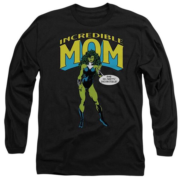 マーベル メンズ トップス ティーシャツ Marvel SheHulk Mothers Day Incredible Mom Long Sleeve T- Black 黒いこと