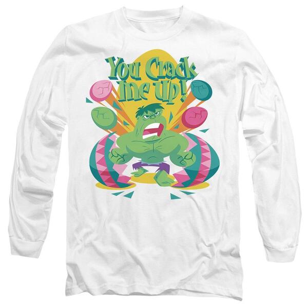 マーベル メンズ トップス ティーシャツ Marvel The Incredible Hulk You Crack Me Up Long Sleeve T- White 白いこと