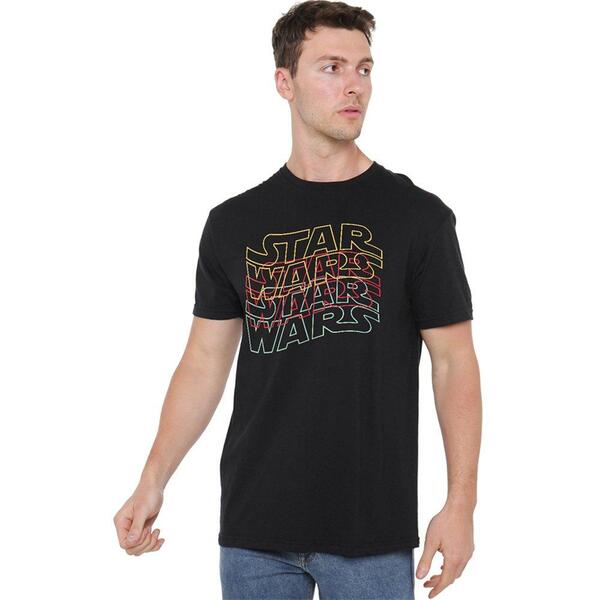 はやりっ児 ウォーズ メンズ トップス ティーシャツ 綿織物 Star Warstar Wars Triple Wave Cotton Mens T-Shirt Black 黒いこと