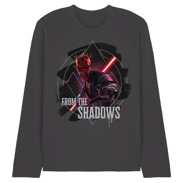 はやりっ子 ウォーズ メンズ トップス ティーシャツ Star Wars Maul Shadow Lord From The Shadows Long Sleeve T Sh Charcoal 暗灰色