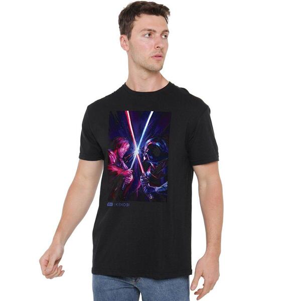 はやりっ児 ウォーズ メンズ トップス ティーシャツ Star Warstar Wars Ewan Kenobi Lightsaber Clash Mens T-Shir Black 黒いこと