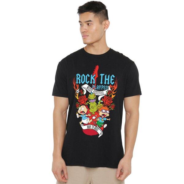 ニコロデオン メンズ トップス ティーシャツ Nickelodeon Rugrats Rock The Playpen Music Festival Unisex T S Black 黒いこと