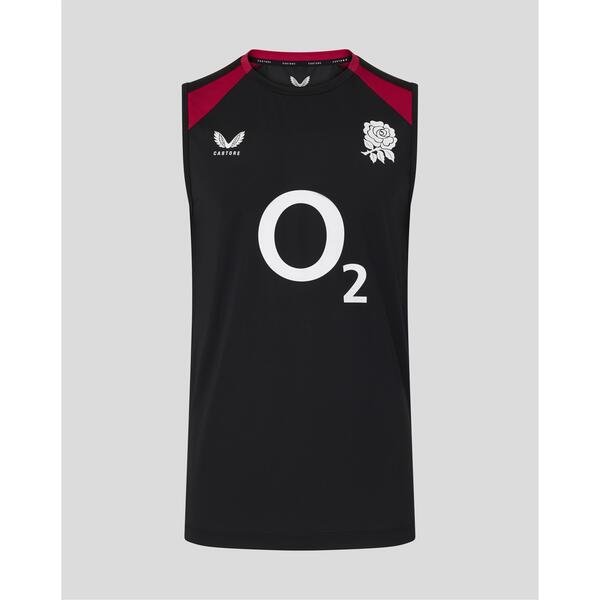 カストル メンズ トップス 貯蔵タンクとっ始め より良い Castore Mens England Rugby 2026 Training Vest Black/Persian 黒いこと