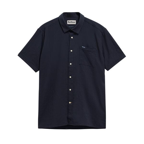 バブアー メンズ トップス プルオーバー Barbour Men\u0027short Sleeve Patterned Shirt Dark Navy NY74 米国海軍