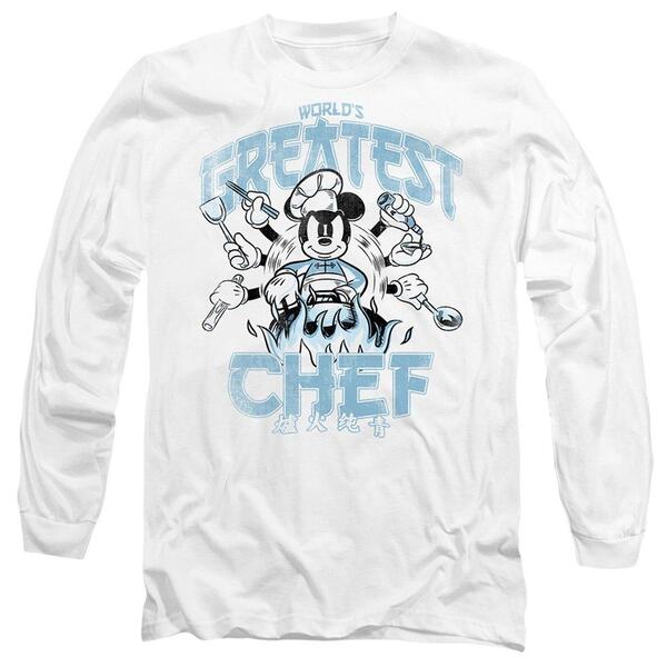 ウォルトディズニー メンズ トップス ティーシャツ Disney Mickey \u0026 Friends WorldS Greatest Chef Dad Long Sl White 白いこと