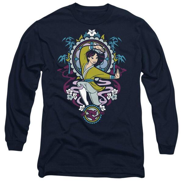 ウォルトディズニー メンズ トップス ティーシャツ Disney Mulan Stained Glass Long Sleeve T-Shirt Navy 米国海軍