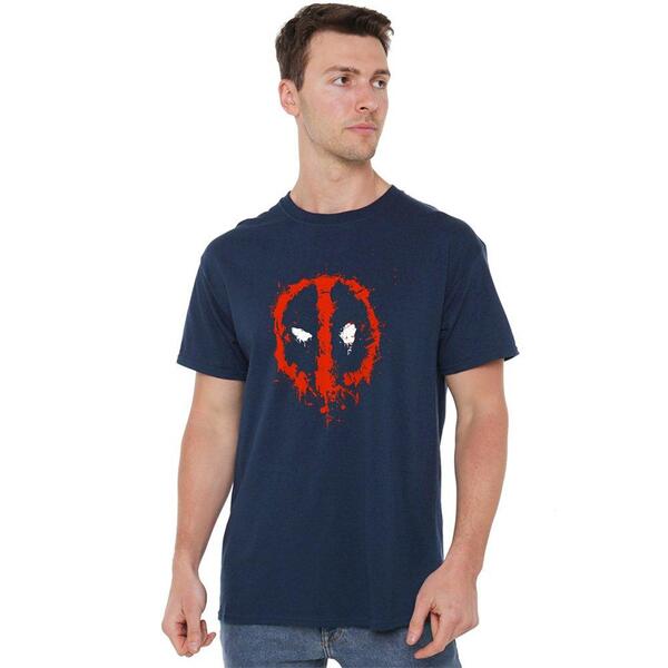 マーベル メンズ トップス ティーシャツ ロゴタイプ Marvel Deadpool Paint Logo T-Shirt Navy 米国海軍