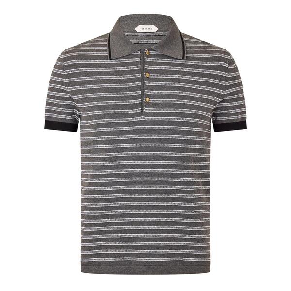 ヴェルサーチ メンズ トップス スポーツシャツ Versace Greca StrPol 錫64 Medium Grey 薄墨色