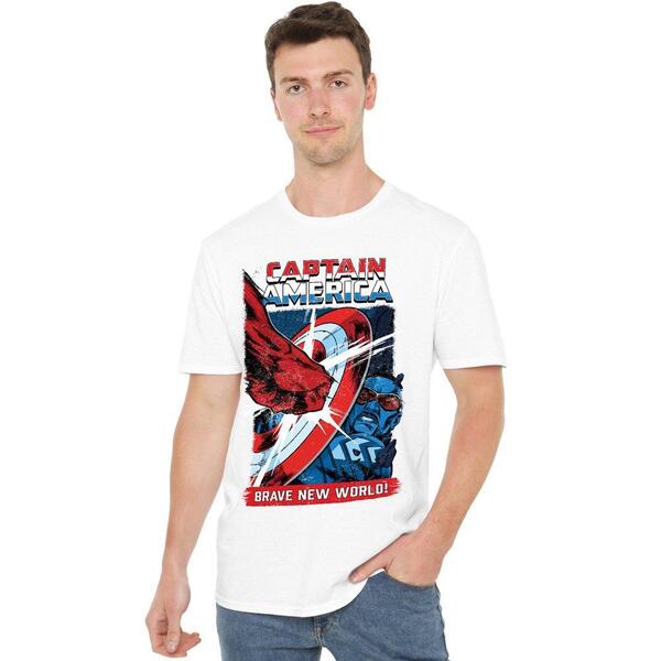 マーベル メンズ トップス ティーシャツ 旗がしら Marvel Captain America Brave Neworld Red Hulk Punch T-S White 白いこと