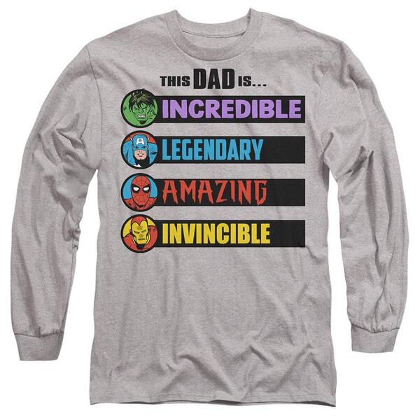 マーベル メンズ トップス ティーシャツ Marvel Fathers Day This Dad Is Long Sleeve T-Shir Light Grey 薄墨色
