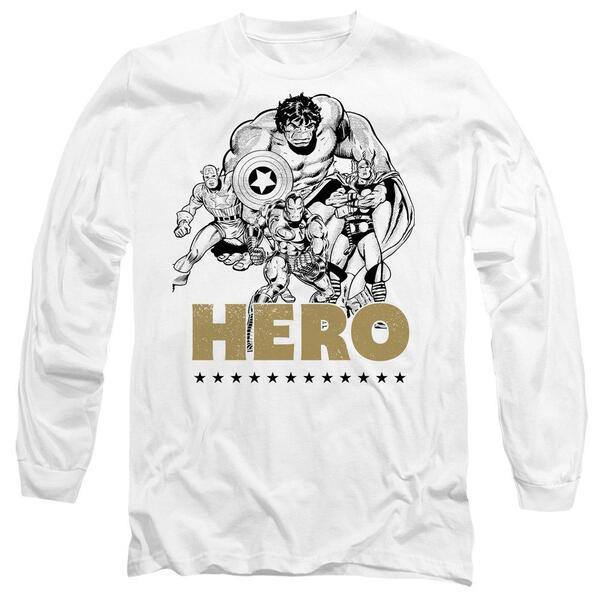 マーベル メンズ トップス ティーシャツ Marvel The Avengers Fathers Day Hero Group Long Sleeve T White 白いこと