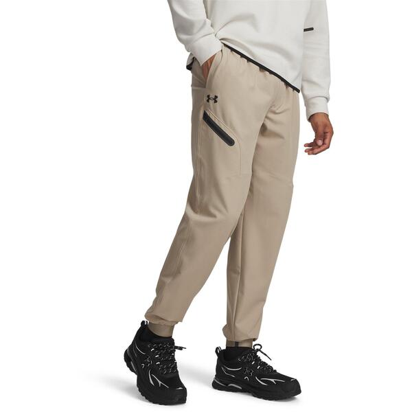 アンダーアーマー メンズ ボトムス 心地好いズボン下 ジョガーパンツ Under Armour Men\u0027s Unstoppable Closed Hem Woven Joggers City Khaki/Blck カーキ