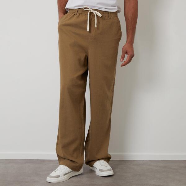 スリードベア メンズ ボトムス 心地よいズボン下 リネン Threadbare Linen Blend Loose Fitrouserstone 石ころ