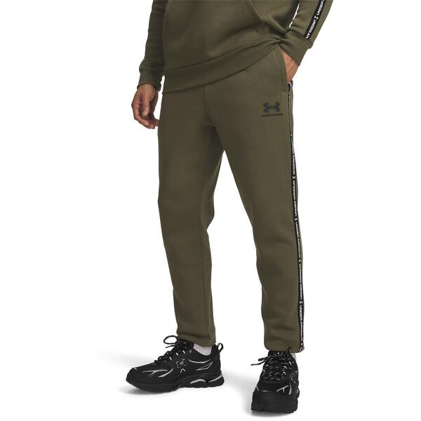 アンダーアーマー メンズ ボトムス カジュアルパンツ ジョガーパンツ フリース Under Armour Men's Icon Taping Closed Hem Fleece Joggers Green/Black ブラック｜ReVida 店