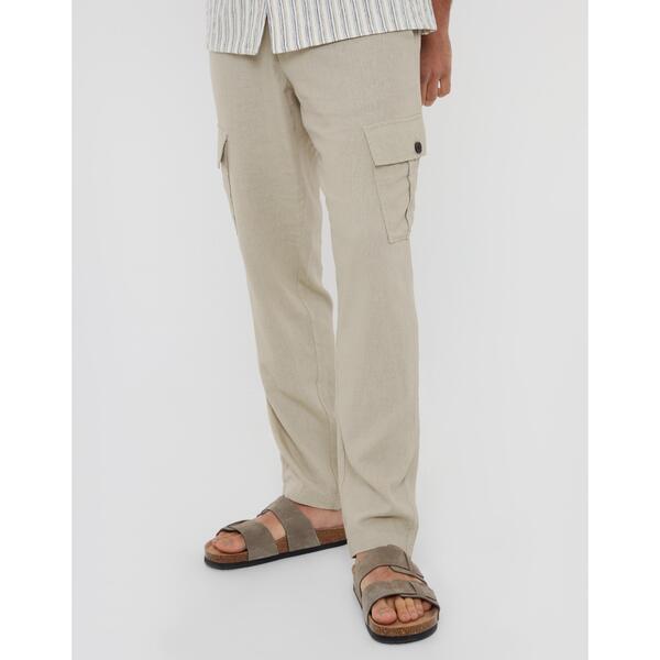 スリードベア メンズ ボトムス 心地好いズボン下 リネン Threadbare Men\u0027s Linen Cargo Trouserstone 石ころ