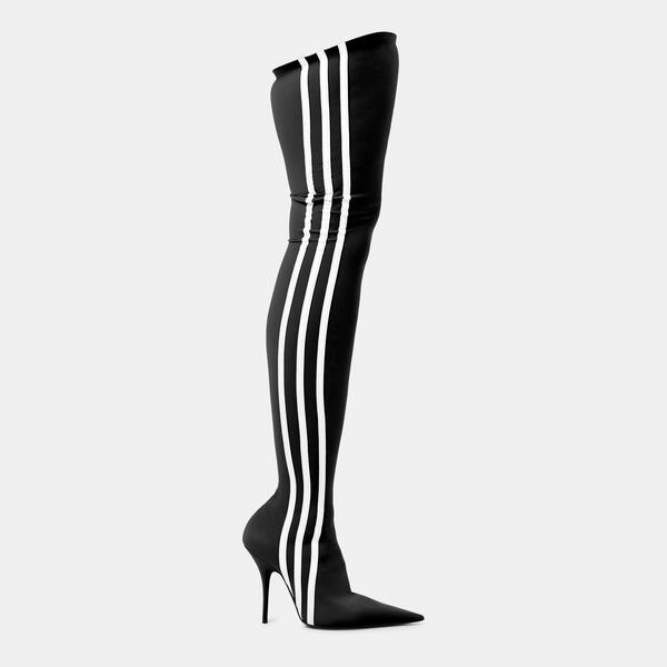 バレンシアガ レディース シューズ ブーツ・レインブーツ Balenciaga Women\u0027s Over the Knee Bootstyle Boots Black/White 白いこと