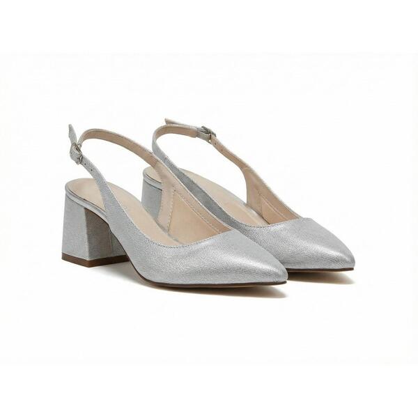 虹霓 レディース シューズ パンプス Rainbowomen\u0027s Block Court Shoesilver しろがね色