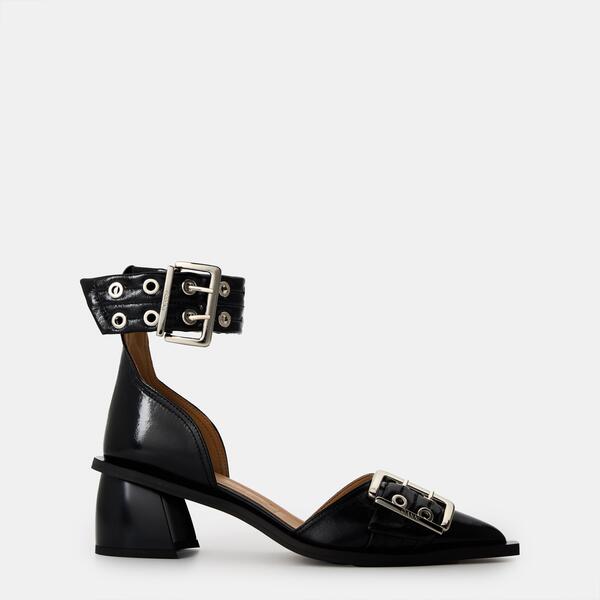 ガニー レディース シューズ パンプス Ganni Women\u0027s Chunky Buckle Block Court Shoes Black 黒いこと