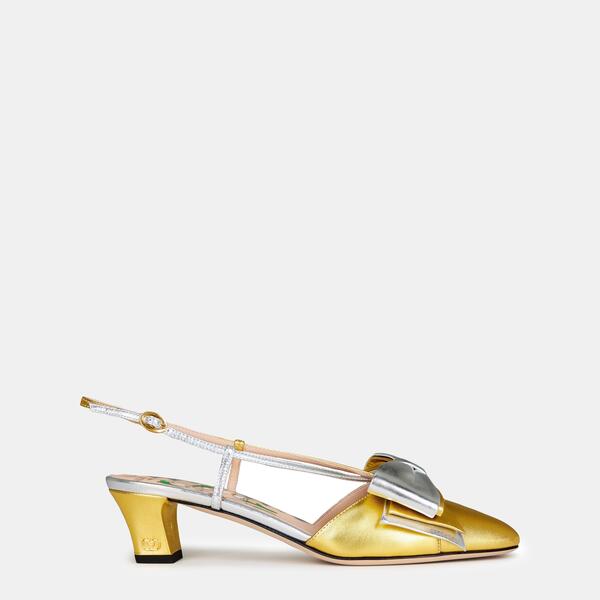 ヴァレンティノ レディース シューズ パンプス Valentino Garavani Bowow 45粍 Slingback Pumps Old Gold/Silver ゴールド