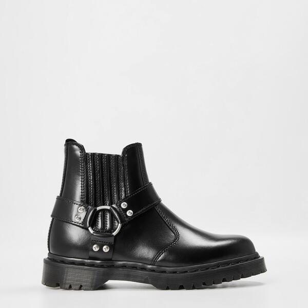 お医者さんマーチン レディース シューズ ブーツ・レインブーツ チェルシーブーツ チェルシー Dr Martens Women\u0027s Harness Chelsea Boots Black Analine 黒いこと