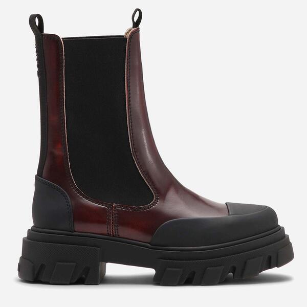 ガニー レディース シューズ ブーツ・レインブーツ チェルシーブーツ チェルシー なめし革 Ganni Women\u0027s Mid Leather Chelsea Boots Dark Burgndy