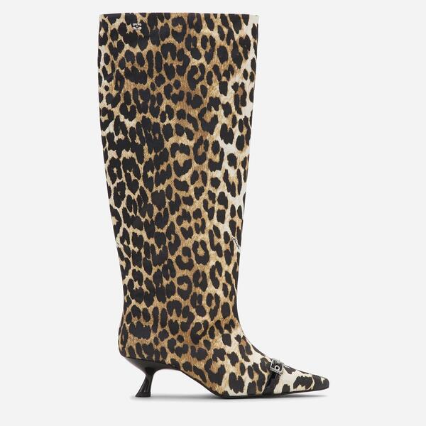 ガニー レディース シューズ ブーツ・レインブーツ Ganni Women\u0027slouchy Knee High Boots Leopard 毛の荒物