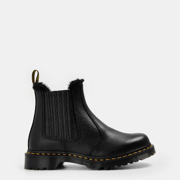 お医者さんマーチン レディース シューズ ブーツ・レインブーツ チェルシーブーツ チェルシー Dr Martens 2976 Leonore II Faux Fur Lined Chelsea Boots Black Nappa 黒いこと