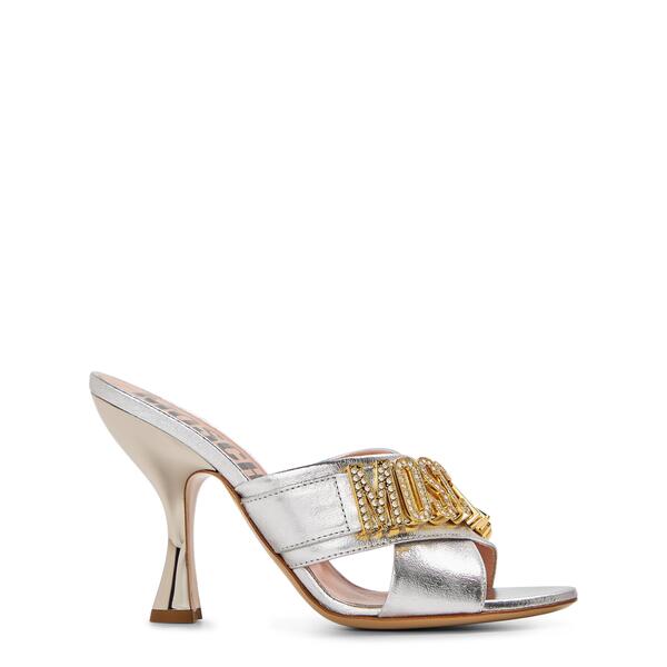 モスキーノ レディース シューズ サンダル ヒール Moschino Women's Heeled Mulesilver シルバー|ReVida 店