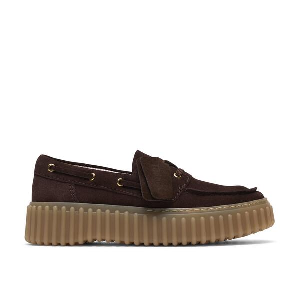 クラークス レディース シューズ パンプス Clarks Women\u0027s Moc Toe Formal Shoes Dark Brown Sue 赤銅色
