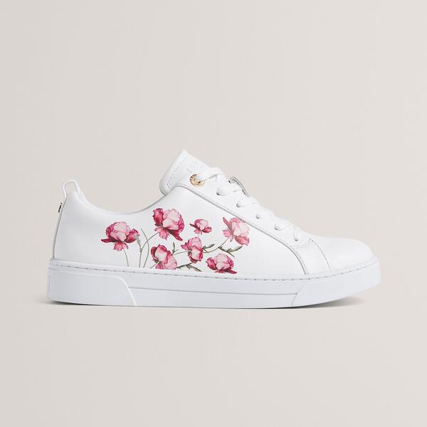テッドベーカー レディース シューズ スニーカー 刷り上げる Ted Baker Ted Printrainer White 白いこと