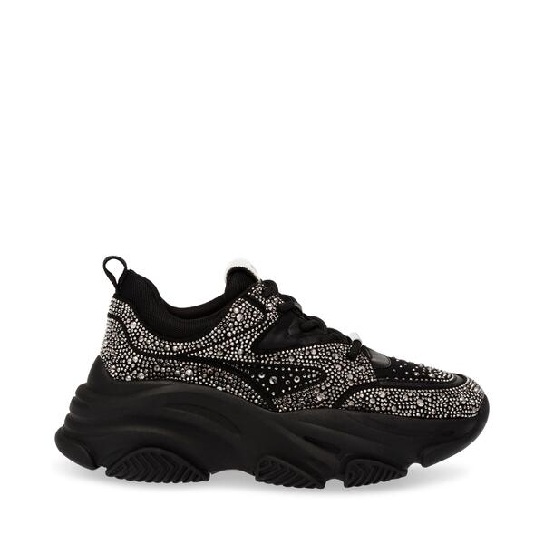 スティーブ マデン レディース シューズ スニーカー Steve Madden Privy Trainer Ld99 Black Silver 黒いこと