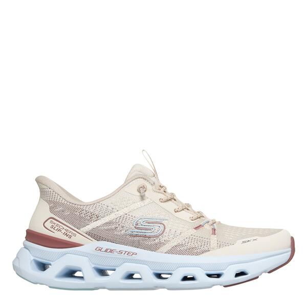 スケッチャーズ レディース シューズ スニーカー メッシュ Skechers Engineered Mesh Knotted Bungee Slip On Trainers Womens Natural/Blue 青色