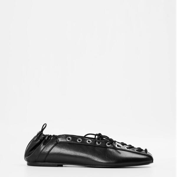 ガニー レディース シューズ パンプス スピード競技 Ganni Women\u0027s Lace-Up Ballet Pumps Black 黒いこと