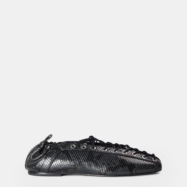 ガニー レディース シューズ パンプス スピード競技 Ganni Women\u0027s Lace-Up Ballet Pumps Black Oyster 黒いこと