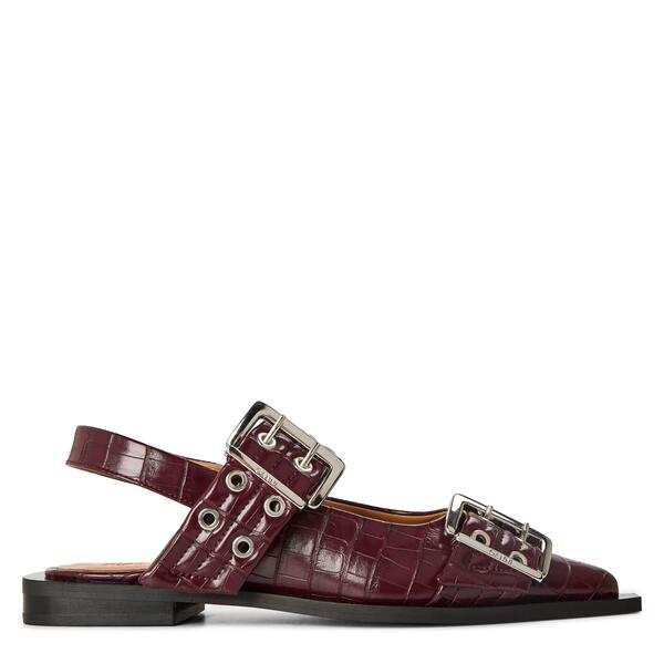 ガニー レディース シューズ パンプス ミニ Ganni Women\u0027s Feminine Buckle Ballet Pumps Burgundy バーガンディ