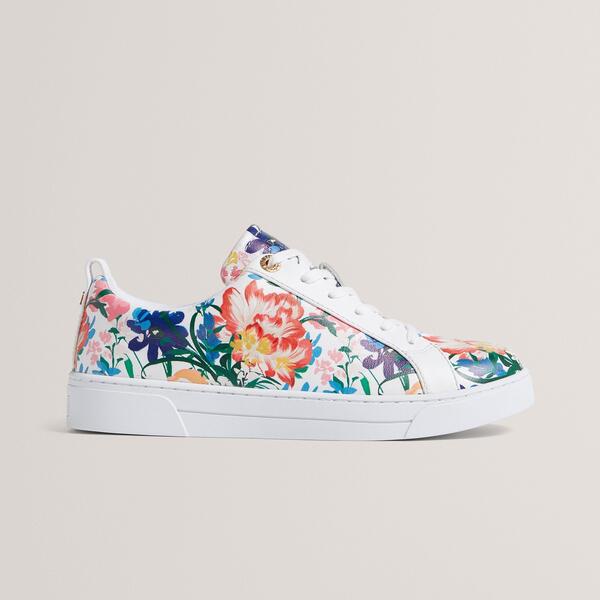 テッドベーカー レディース シューズ スニーカー 刷り上げる Ted Baker Ted Printed Trainer White 白いこと