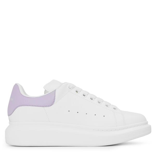 アレキサンダー・マックイーン レディース シューズ スニーカー 刷り上げる なめし革 ロゴタイプ Alexander McQueen Women\u0027s Logo Print Leather Oversized Trainers White/Lilac 白いこと