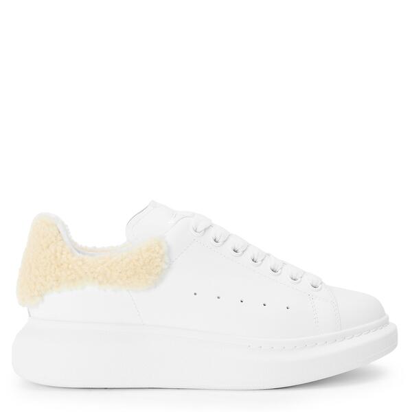 アレキサンダー・マックイーン レディース シューズ スニーカー 刷り上げる なめし革 ロゴタイプ Alexander McQueen Women\u0027s Logo Print Leather Oversized Trainers White/Teddy 白いこと