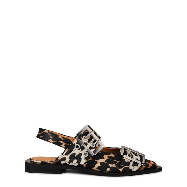 ガニー レディース シューズ パンプス ミニ Ganni Feminine Buckle Ballerinas Leopard 毛の荒物
