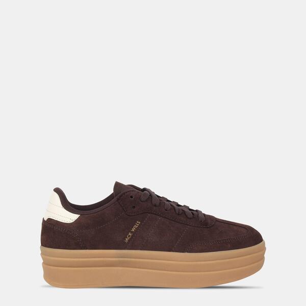 ジャック ウィルス レディース シューズ スニーカー プラットフォーム スエード Jack Wills Womensuede Newbury Platform Brown/Wht/Gum ブラウン｜ReVida 店